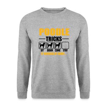 Poodle Tricks - Unisex Pullover - Weißgrau meliert - Vorne - Alina (178cm) & Michal (187cm)