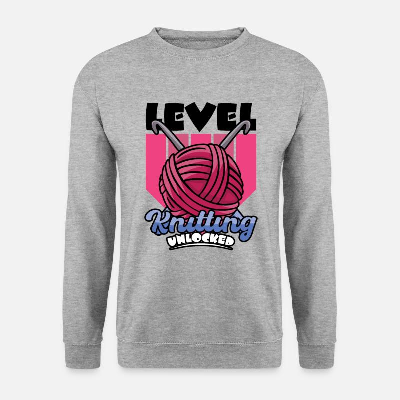 Level Knitting Unlocked - Unisex Pullover - Weißgrau meliert