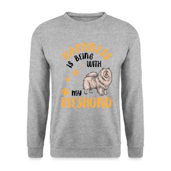 Wolfspitz makes you happy German Spitz - Unisex Sweatshirt - salt & pepper - Front - Alina (178cm) & Michal (187cm)