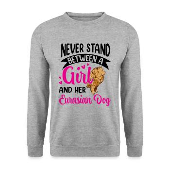 Girl and her Eurasier Eurasian Dog - Unisex Sweatshirt - salt & pepper - Front - Alina (178cm) & Michal (187cm)