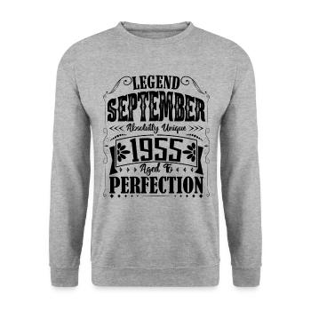September 1955. September Birthday Gift. - Unisex Sweatshirt - salt & pepper - Front - Alina (178cm) & Michal (187cm)