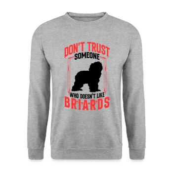 Briard does not trust Berger de Brie - Unisex Sweatshirt - salt & pepper - Front - Alina (178cm) & Michal (187cm)