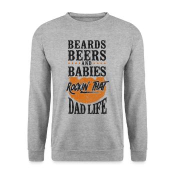 Beard Lover Bearded Man Dad Ginger - Unisex Pullover - Weißgrau meliert - Vorne - Alina (178cm) & Michal (187cm)