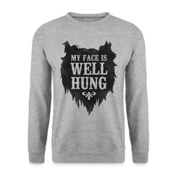 Amant barbe Homme barbu Mon visage est - Sweat-shirt Unisexe - gris chiné - Devant - Alina (178cm) & Michal (187cm)
