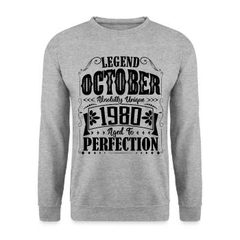 October 1980. October 1980 Birthday Gift. - Unisex Sweatshirt - salt & pepper - Front - Alina (178cm) & Michal (187cm)