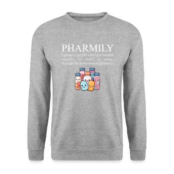 Pharmacist Technician, definition of Pharmily - Unisex Pullover - Weißgrau meliert - Vorne - Alina (178cm) & Michal (187cm)