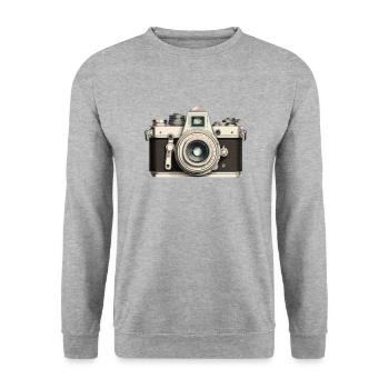 Vintage Camera Photography - Unisex Pullover - Weißgrau meliert - Vorne - Alina (178cm) & Michal (187cm)