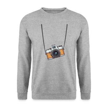Vintage Camera Photography - Unisex Pullover - Weißgrau meliert - Vorne - Alina (178cm) & Michal (187cm)