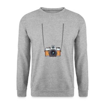 Vintage Camera Photography - Unisex Pullover - Weißgrau meliert - Vorne - Alina (178cm) & Michal (187cm)