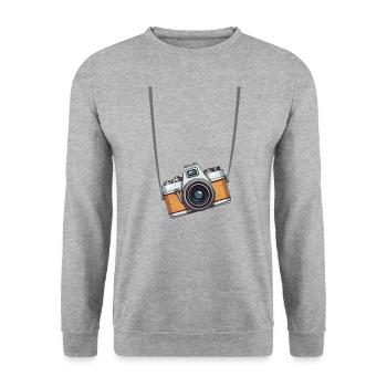 Vintage Camera Photography - Unisex Pullover - Weißgrau meliert - Vorne - Alina (178cm) & Michal (187cm)