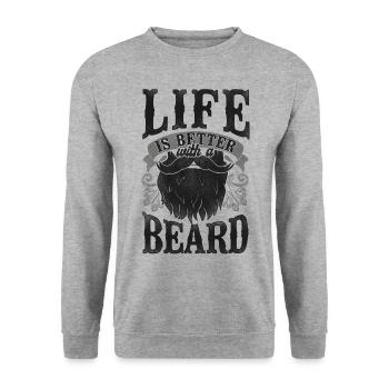 Beard Lover Bearded Man Life Is - Unisex Sweatshirt - salt & pepper - Front - Alina (178cm) & Michal (187cm)