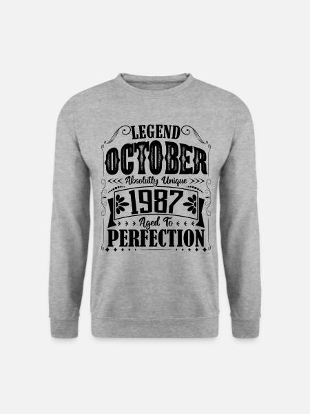 Oktober 1987. Oktober 1987 Geburtstagsgeschenk. - Unisex Pullover - Weißgrau meliert