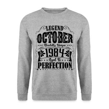 October 1984. October 1984 Birthday Gift. - Unisex Sweatshirt - salt & pepper - Front - Alina (178cm) & Michal (187cm)