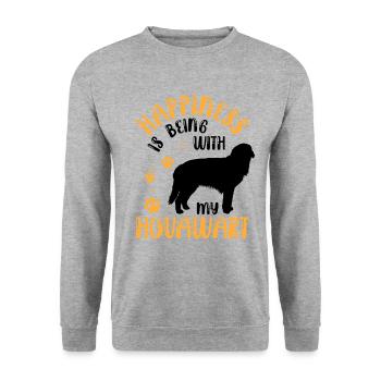 Hovawart macht glücklich Derber Bauernhund - Unisex Pullover - Weißgrau meliert - Vorne - Alina (178cm) & Michal (187cm)