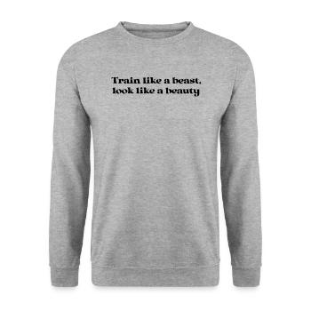 Fitness - Entraînez-vous comme une bête, ressemblez à une beauté - Sweat-shirt Unisexe - gris chiné - Devant - Alina (178cm) & Michal (187cm)