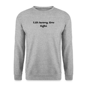 Fitness - Lift heavy, live light - Unisex Pullover - Weißgrau meliert - Vorne - Alina (178cm) & Michal (187cm)