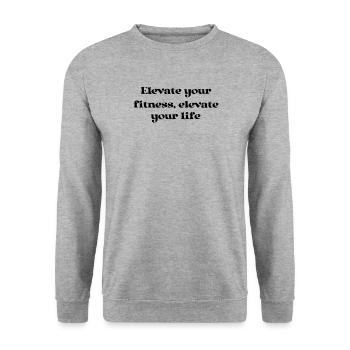 Fitness - Elevate your fitness, elevate your life - Unisex Pullover - Weißgrau meliert - Vorne - Alina (178cm) & Michal (187cm)