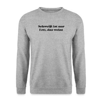 Fitness - La sueur n’est que de la graisse qui pleure - Sweat-shirt Unisexe - gris chiné - Devant - Alina (178cm) & Michal (187cm)