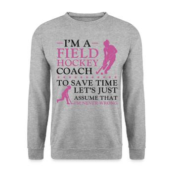 Field Hockey Coach I'm A Field - Unisex Pullover - Weißgrau meliert - Vorne - Alina (178cm) & Michal (187cm)