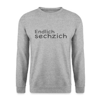Endlich 60 - Unisex Pullover - Weißgrau meliert - Vorne - Alina (178cm) & Michal (187cm)
