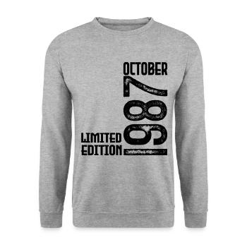 October 1987 Anniversary Gift. October 1987. - Unisex Sweatshirt - salt & pepper - Front - Alina (178cm) & Michal (187cm)