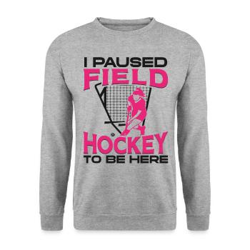 Field Hockey I Paused Field Hockey - Unisex Pullover - Weißgrau meliert - Vorne - Alina (178cm) & Michal (187cm)