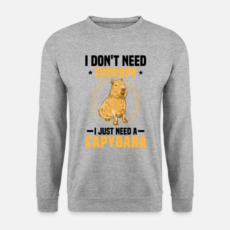 Brauche nur Capybara Wasserschwein Südamerika - Unisex Pullover - Weißgrau meliert