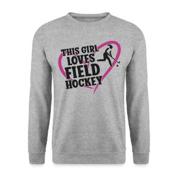 Hockey sur gazon Cette fille aime le terrain - Sweat-shirt Unisexe - gris chiné - Devant - Alina (178cm) & Michal (187cm)