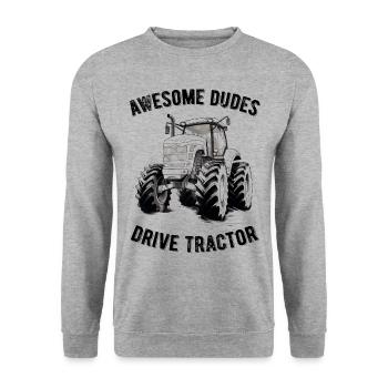 Great Guys Driving Tractor Farmer Farmer Gift - Unisex Sweatshirt - salt & pepper - Front - Alina (178cm) & Michal (187cm)