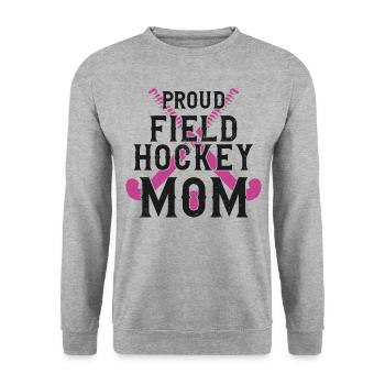 Field Hockey Mom Proud Field - Unisex Pullover - Weißgrau meliert - Vorne - Alina (178cm) & Michal (187cm)