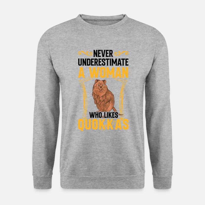 Frau mit Quokka Beuteltier Australien - Unisex Pullover - Weißgrau meliert