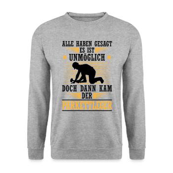 Dann kam der Parkettleger Bodenleger - Unisex Pullover - Weißgrau meliert - Vorne - Alina (178cm) & Michal (187cm)