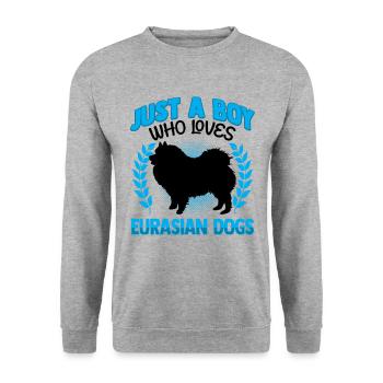 Boy the Eurasier loves Eurasian Spitz - Unisex Sweatshirt - salt & pepper - Front - Alina (178cm) & Michal (187cm)