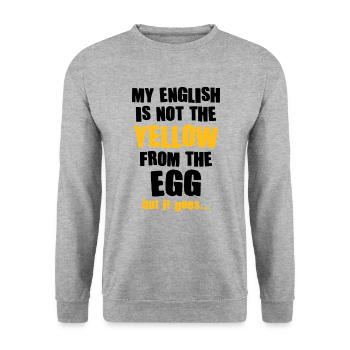 Mon anglais n’est pas le jaune de l’œuf Denglish - Sweat-shirt Unisexe - gris chiné - Devant - Alina (178cm) & Michal (187cm)