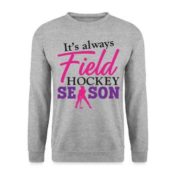 Field Hockey It's Always Field - Unisex Pullover - Weißgrau meliert - Vorne - Alina (178cm) & Michal (187cm)