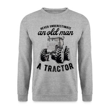 Never underestimate old man tractor farmer - Unisex Sweatshirt - salt & pepper - Front - Alina (178cm) & Michal (187cm)