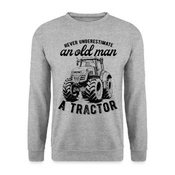 Never underestimate old man tractor farmer - Unisex Sweatshirt - salt & pepper - Front - Alina (178cm) & Michal (187cm)