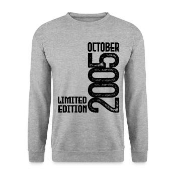 Cadeau Anniversaire Octobre 2005. October 2005. - Sweat-shirt Unisexe - gris chiné - Devant - Alina (178cm) & Michal (187cm)
