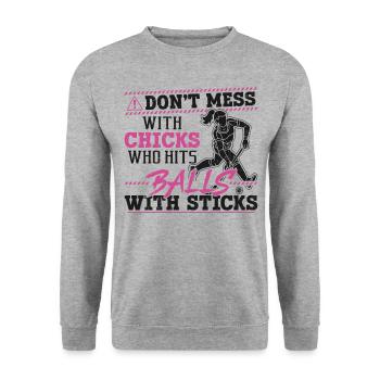 Field Hockey Adult Humor Don't - Unisex Sweatshirt - salt & pepper - Front - Alina (178cm) & Michal (187cm)