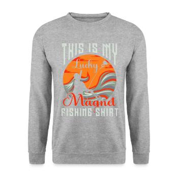This is my lucky Magnet Fishing Magnet Fishing - Unisex Sweatshirt - salt & pepper - Front - Alina (178cm) & Michal (187cm)