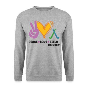 Field Hockey Peace Love Field - Unisex Sweatshirt - salt & pepper - Front - Alina (178cm) & Michal (187cm)