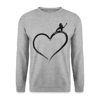 Field Hockey Heart - Unisex Pullover - Weißgrau meliert - Vorne - Alina (178cm) & Michal (187cm)