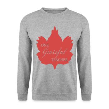 One Thankful Teacher Thanksgiving Thankful Lehrer - Unisex Sweatshirt - salt & pepper - Front - Alina (178cm) & Michal (187cm)