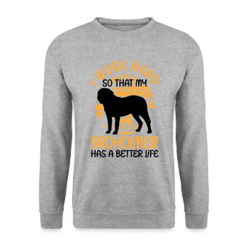 Je travaille pour mon Broholmer - Sweat-shirt Unisexe - gris chiné - Devant - Alina (178cm) & Michal (187cm)