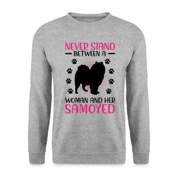Woman and her Samoyed Samoyed Spitz - Unisex Sweatshirt - salt & pepper - Front - Alina (178cm) & Michal (187cm)