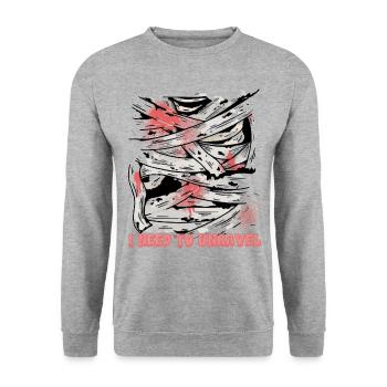 ICH MUSS MICH ENTWIRREN, HALLOWEEN-KOSTÜM - Unisex Pullover - Weißgrau meliert - Vorne - Alina (178cm) & Michal (187cm)