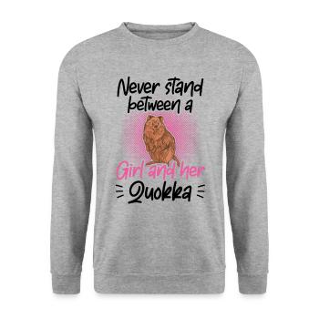 Fille et son quokka marsupial Australie - Sweat-shirt Unisexe - gris chiné - Devant - Alina (178cm) & Michal (187cm)