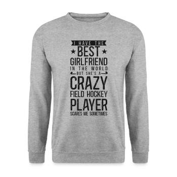 Field Hockey Boyfriend I Have The - Unisex Pullover - Weißgrau meliert - Vorne - Alina (178cm) & Michal (187cm)