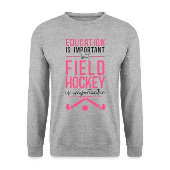 Field Hockey Education Is - Unisex Pullover - Weißgrau meliert - Vorne - Alina (178cm) & Michal (187cm)