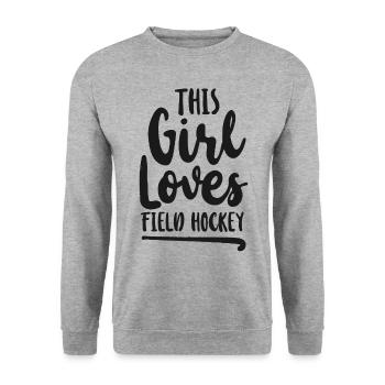 Hockey sur gazon Cette fille aime le terrain - Sweat-shirt Unisexe - gris chiné - Devant - Alina (178cm) & Michal (187cm)